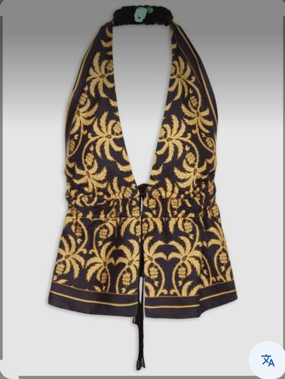 Farm Rio Double Layered Halter Neck Blouse with Trancoso Scarf Print